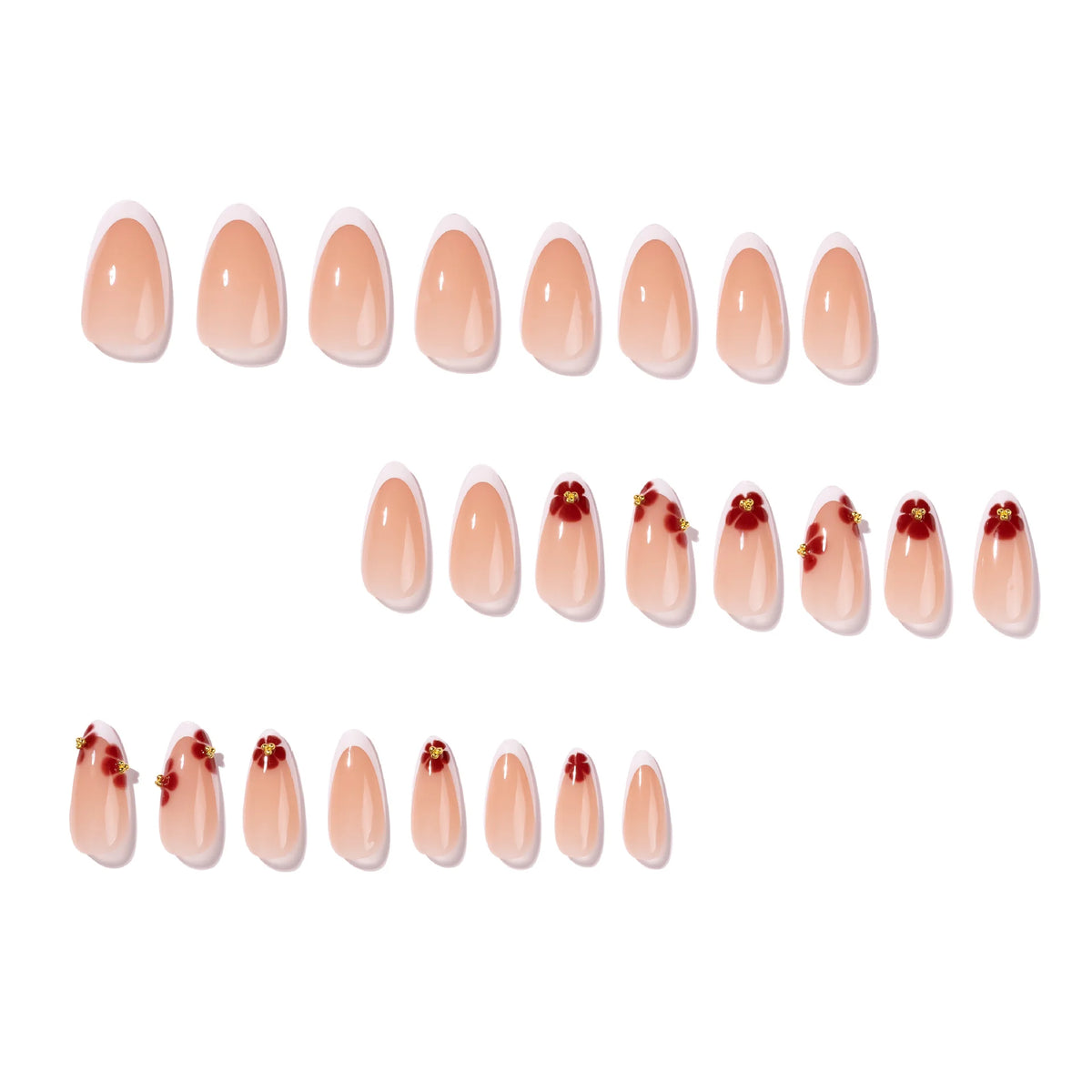 Press-On Nails Stiletto Floral Design & Easy Application