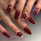 Press-On Nails Stiletto Floral Design Easy Application