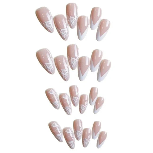 Press-On Nails Stiletto Floral Design & Easy Application
