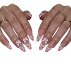 Press-On Nails Stiletto Floral Design Easy Application