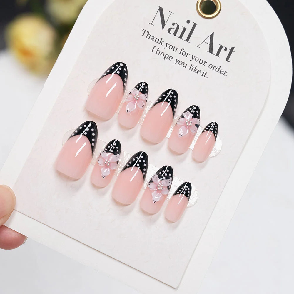 Press-On Nails Stiletto Floral Easy Application