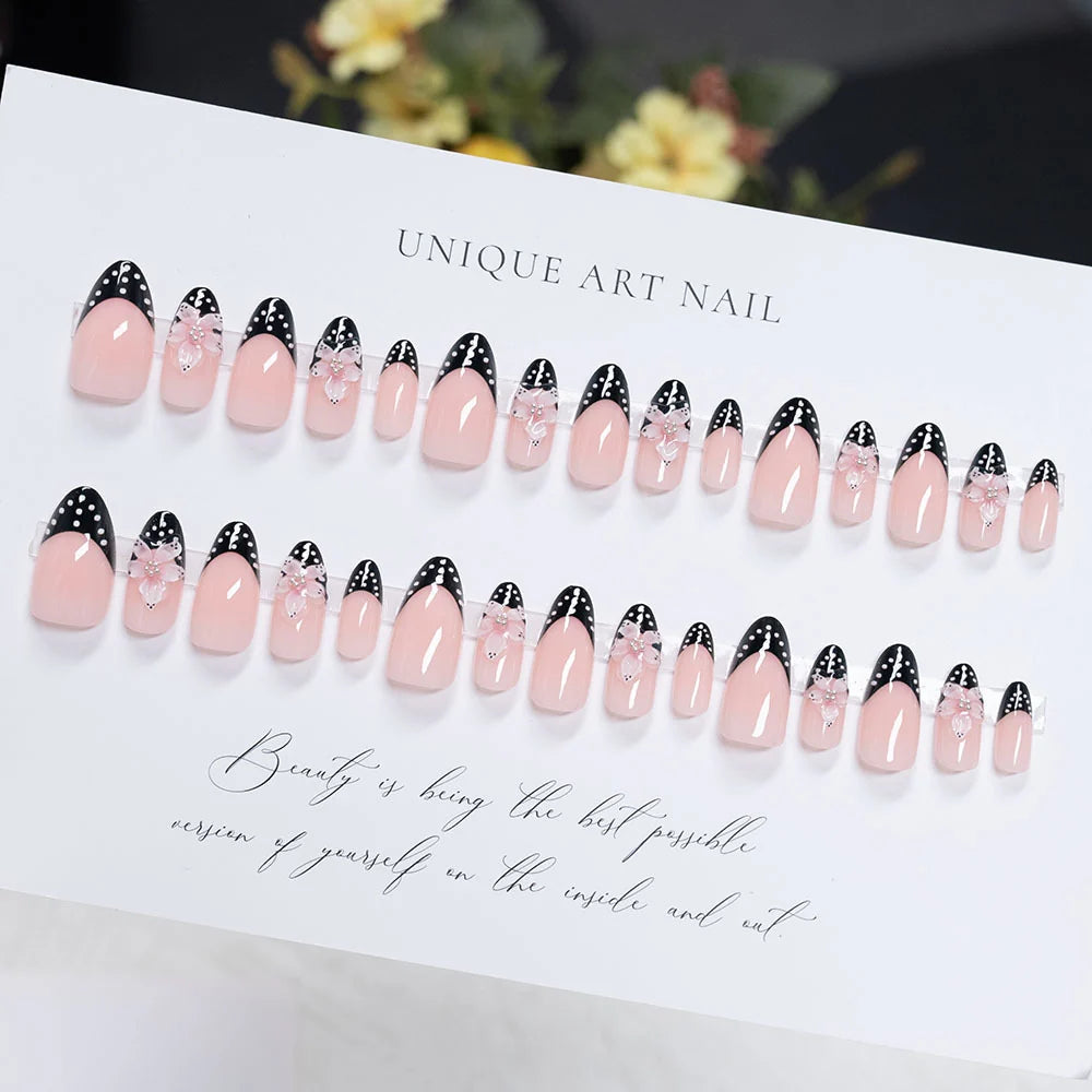 Press-On Nails Stiletto Floral Easy Application