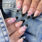Press-On Nails Stiletto Floral Easy Application