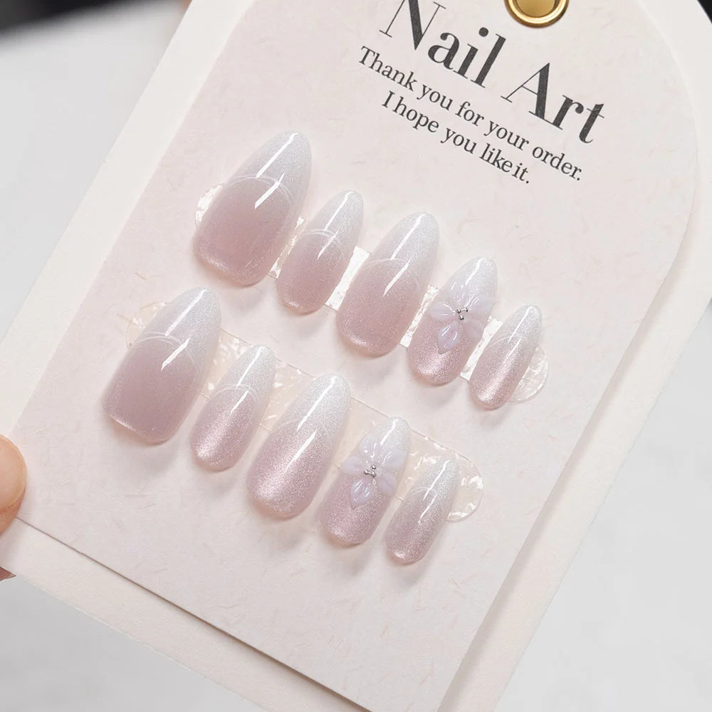 Press-On Nails Stiletto Floral Embellished Easy Application
