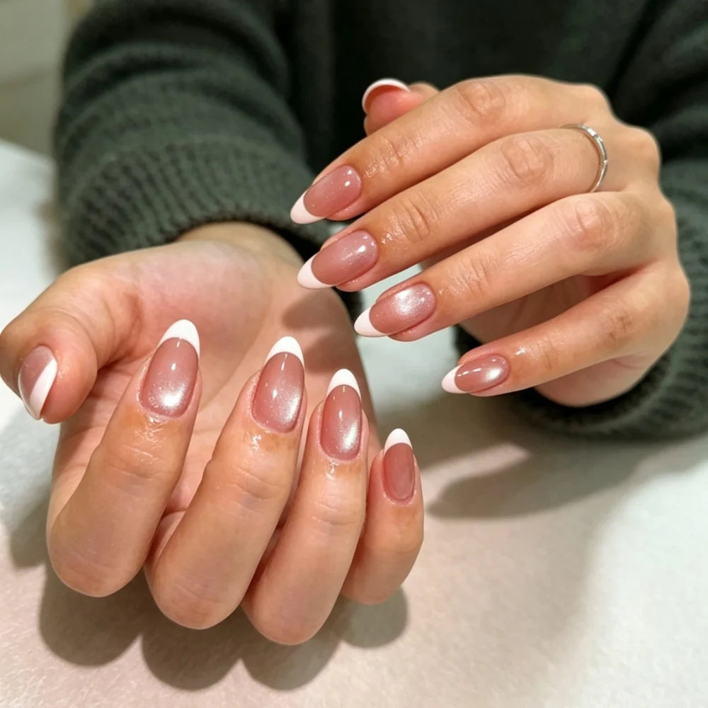 Press-On Nails Stiletto Floral Gel Finish