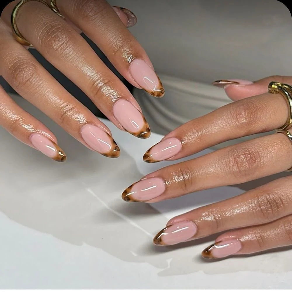 Press-On Nails Stiletto Floral Gel Finish