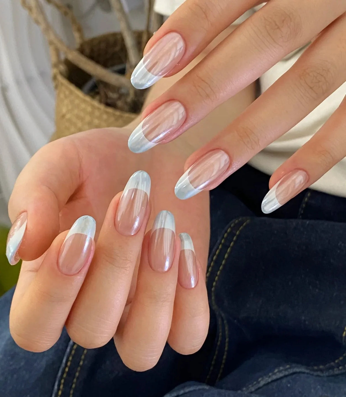 Press-On Nails Stiletto Floral Gel Finish