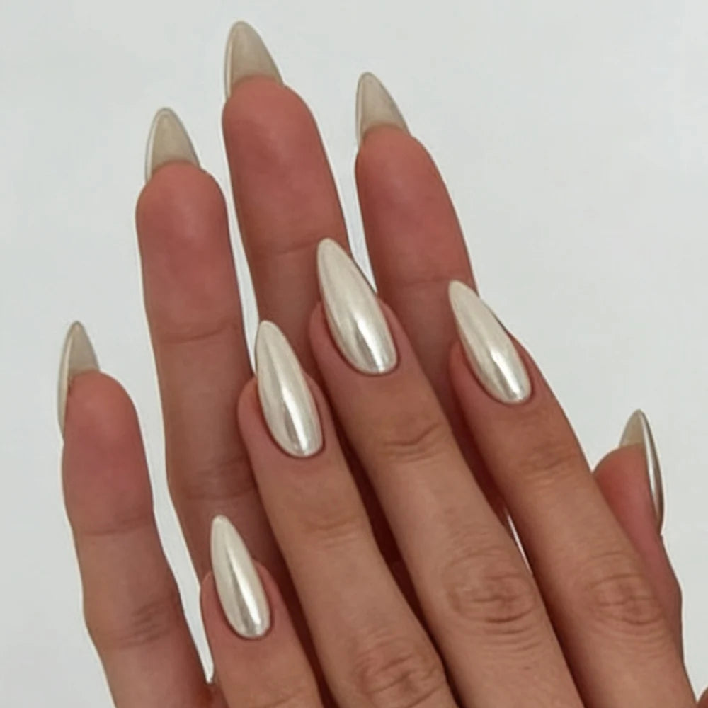 Press-On Nails Stiletto Floral Gel Finish