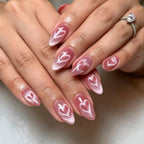 Press-On Nails Stiletto Floral Gel Finish