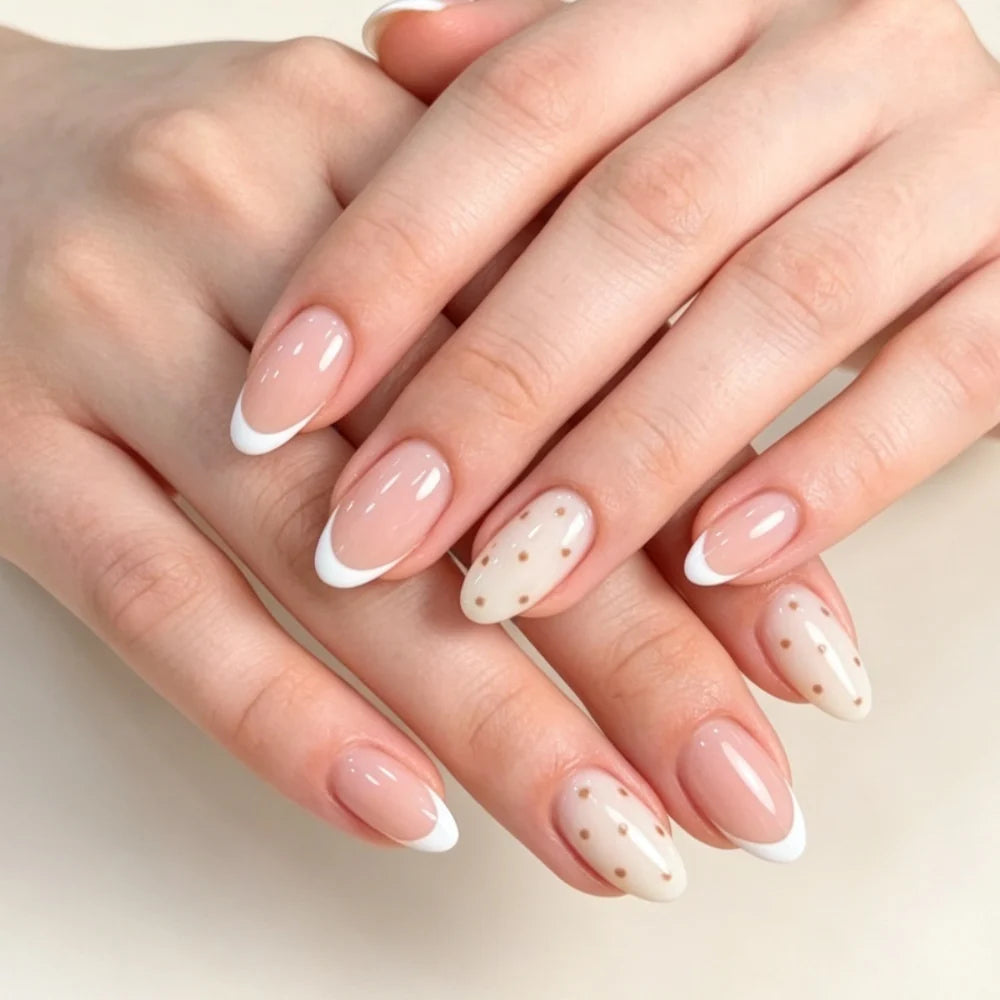 Press-On Nails Stiletto Floral Gel Finish