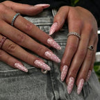 Press-On Nails Stiletto Floral Gel Finish
