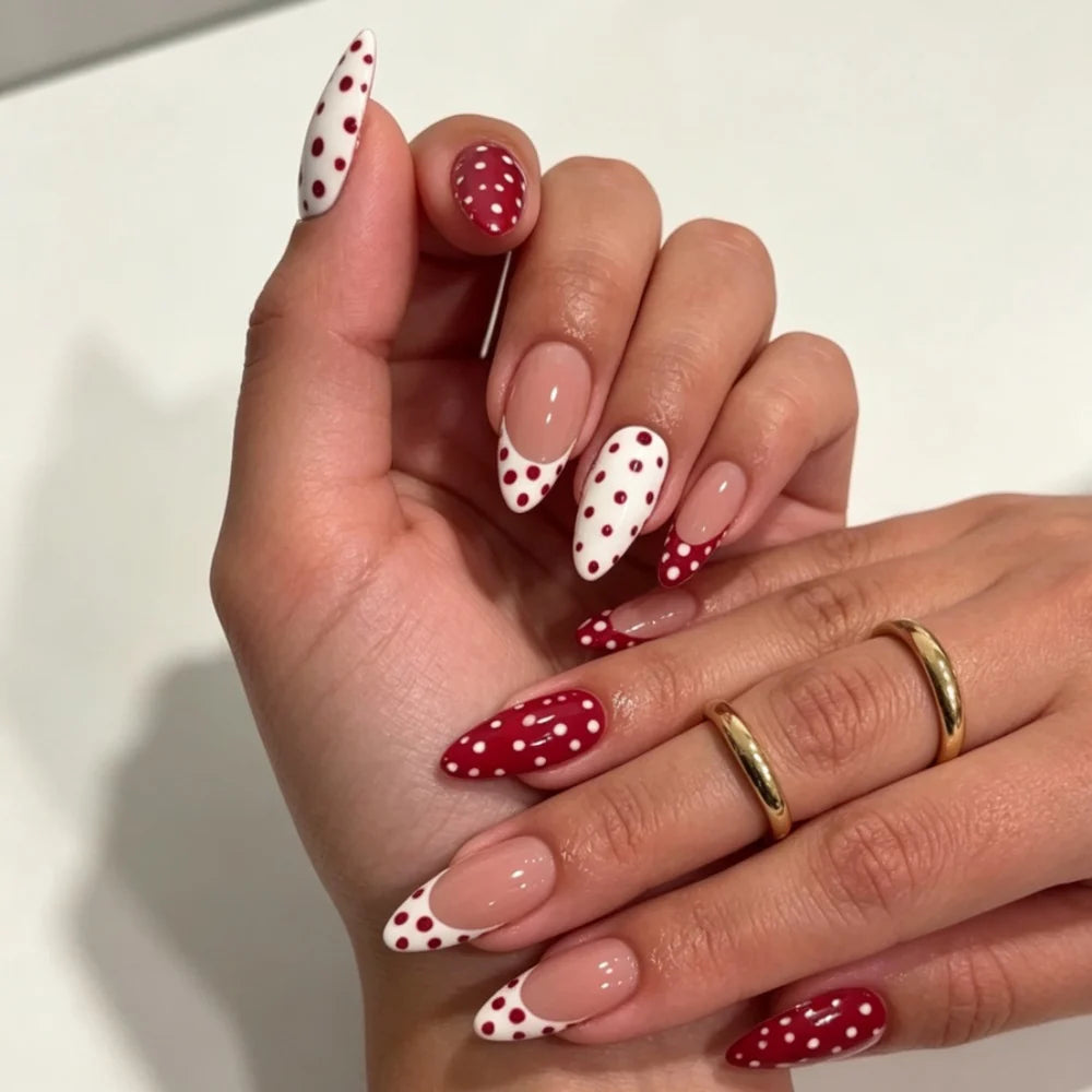 Press-On Nails Stiletto Floral Gel Finish