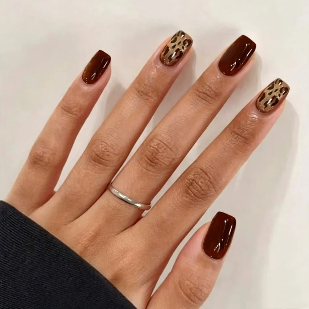 Press-On Nails Stiletto Floral Gel Finish