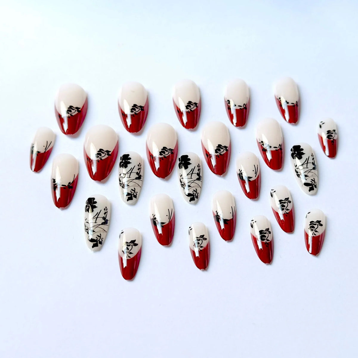 Press-On Nails Stiletto Floral Gel-Look Finish