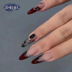 Press-On Nails Stiletto Floral Gel-Look Finish