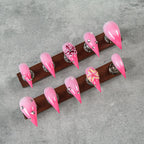 Press-On Nails Stiletto Floral & Gem Accents