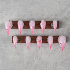 Press-On Nails Stiletto Floral & Gem Accents