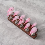 Press-On Nails Stiletto Floral & Gem Accents
