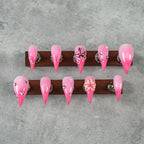 Press-On Nails Stiletto Floral & Gem Accents