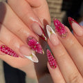 Press-On Nails Stiletto Floral & Glitter