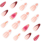 Press-On Nails Stiletto Floral & Glitter