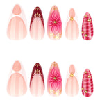 Press-On Nails Stiletto Floral & Glitter