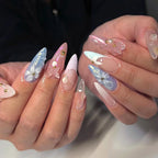 Press-On Nails Stiletto Floral & Glitter Easy Application