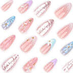 Press-On Nails Stiletto Floral & Glitter Easy Application