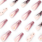 Press-On Nails Stiletto Floral & Glitter Easy Apply