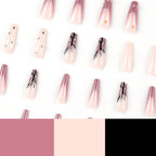 Press-On Nails Stiletto Floral & Glitter Easy Apply