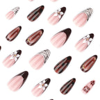 Press-On Nails Stiletto Floral & Glitter Glue-On