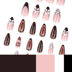 Press-On Nails Stiletto Floral & Glitter Glue-On