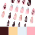 Press-On Nails Stiletto Floral & Gold Accents