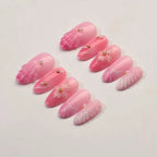 Press-On Nails Stiletto Floral No Glue