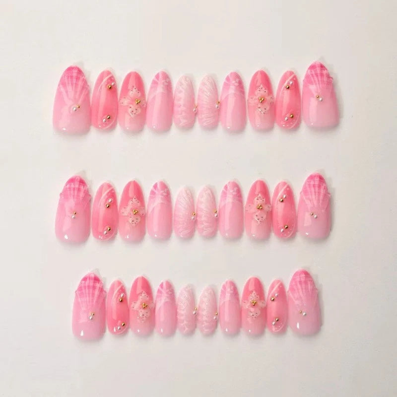 Press-On Nails Stiletto Floral No Glue