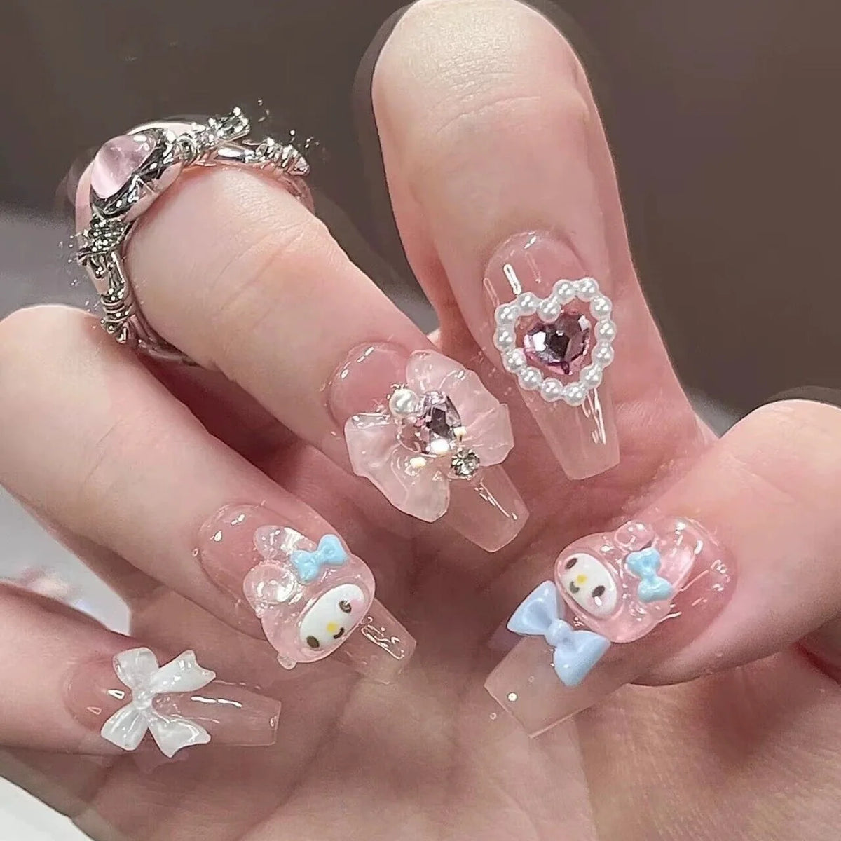 Press On Nails Stiletto Floral Peel & Press