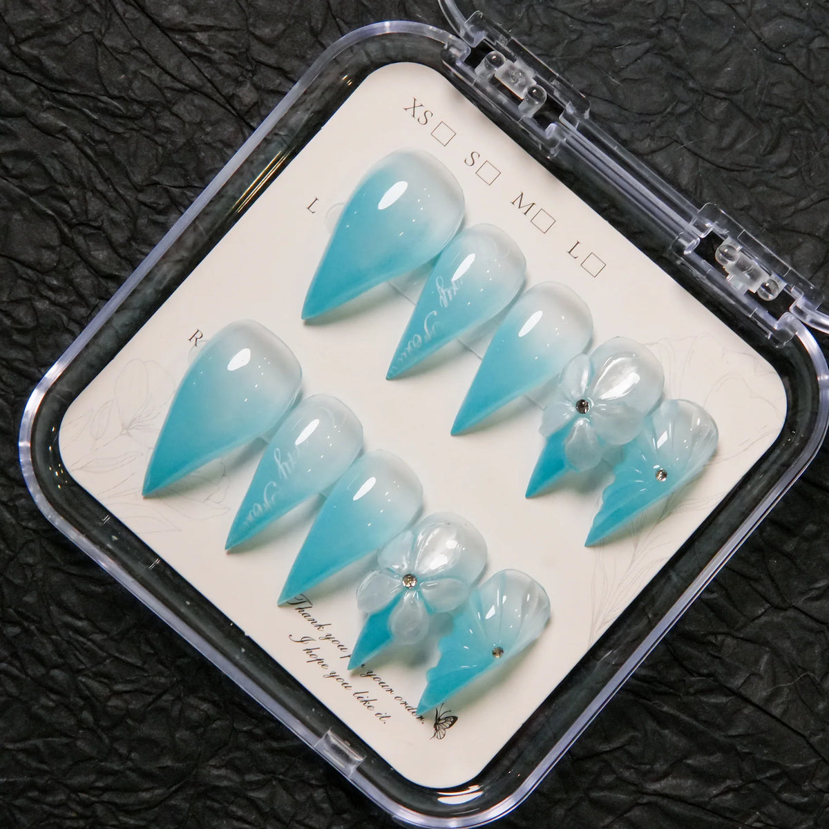 Press-On Nails Stiletto Floral Pre-Applied Adhesive