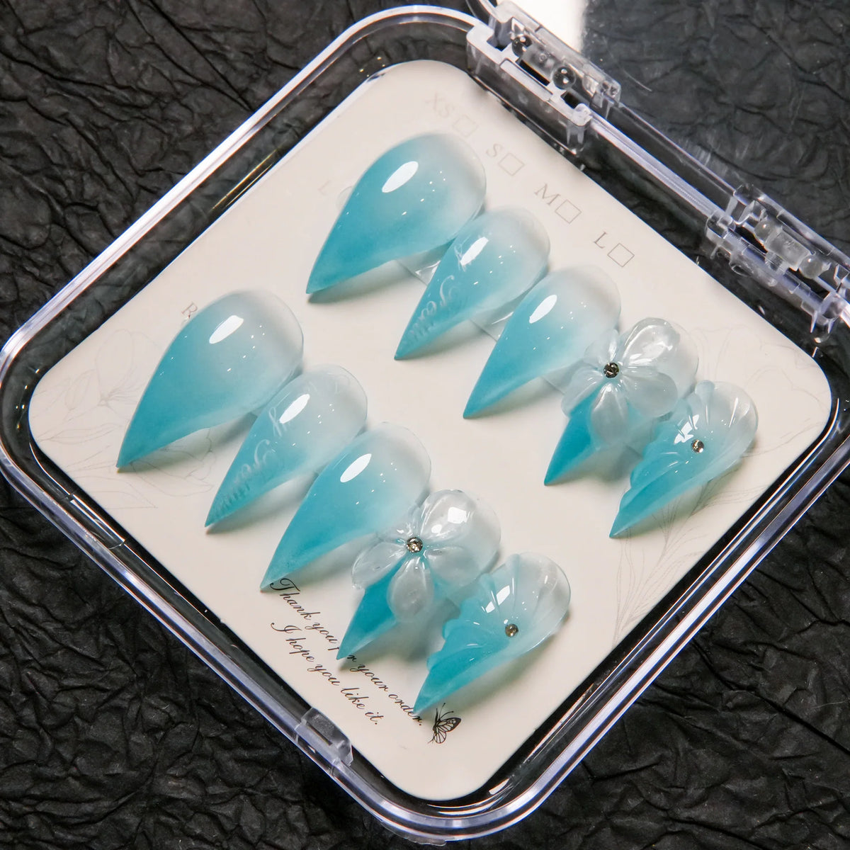 Press-On Nails Stiletto Floral Pre-Applied Adhesive