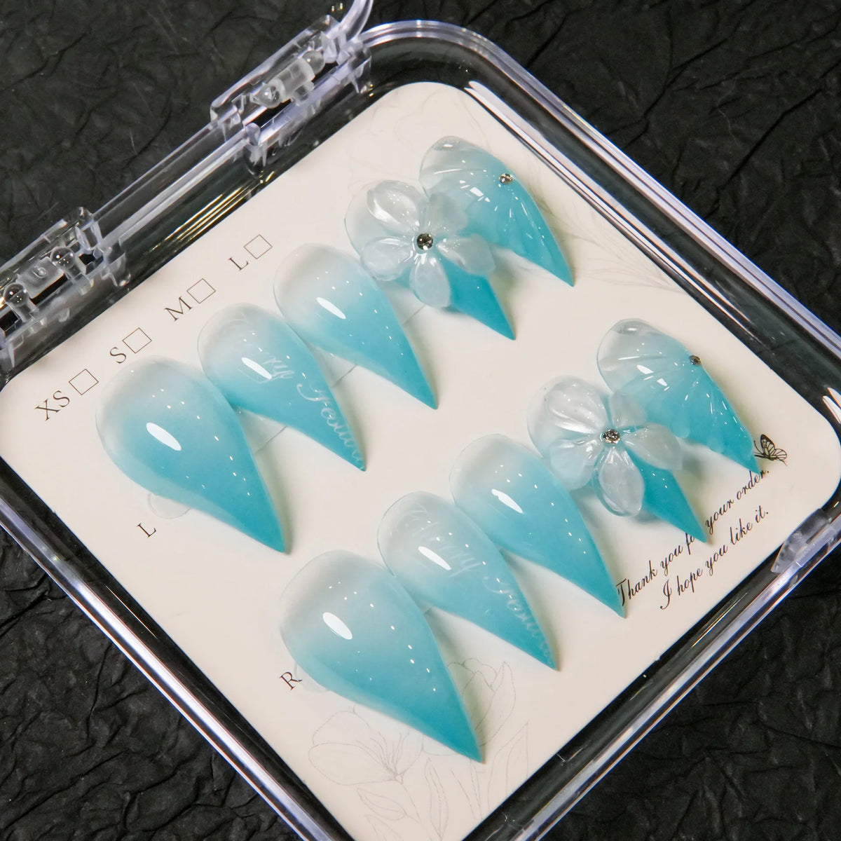 Press-On Nails Stiletto Floral Pre-Applied Adhesive