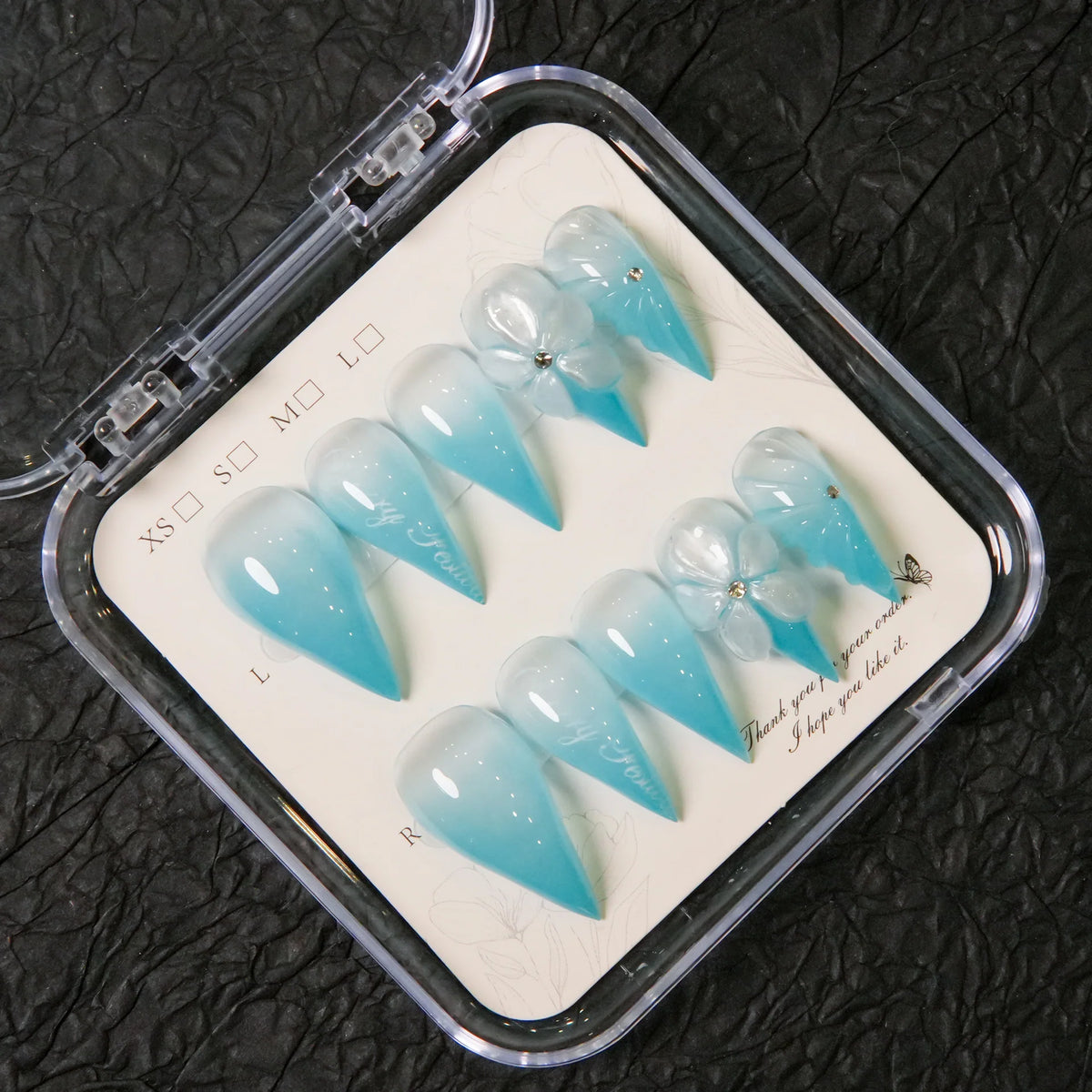 Press-On Nails Stiletto Floral Pre-Applied Adhesive