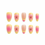 Press-On Nails Stiletto Floral Reusable