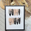 Press-On Nails Stiletto Floral Rhinestones Reusable
