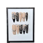 Press-On Nails Stiletto Floral Rhinestones Reusable