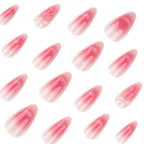 Press-On Nails Stiletto French Tip & Floral Reusable