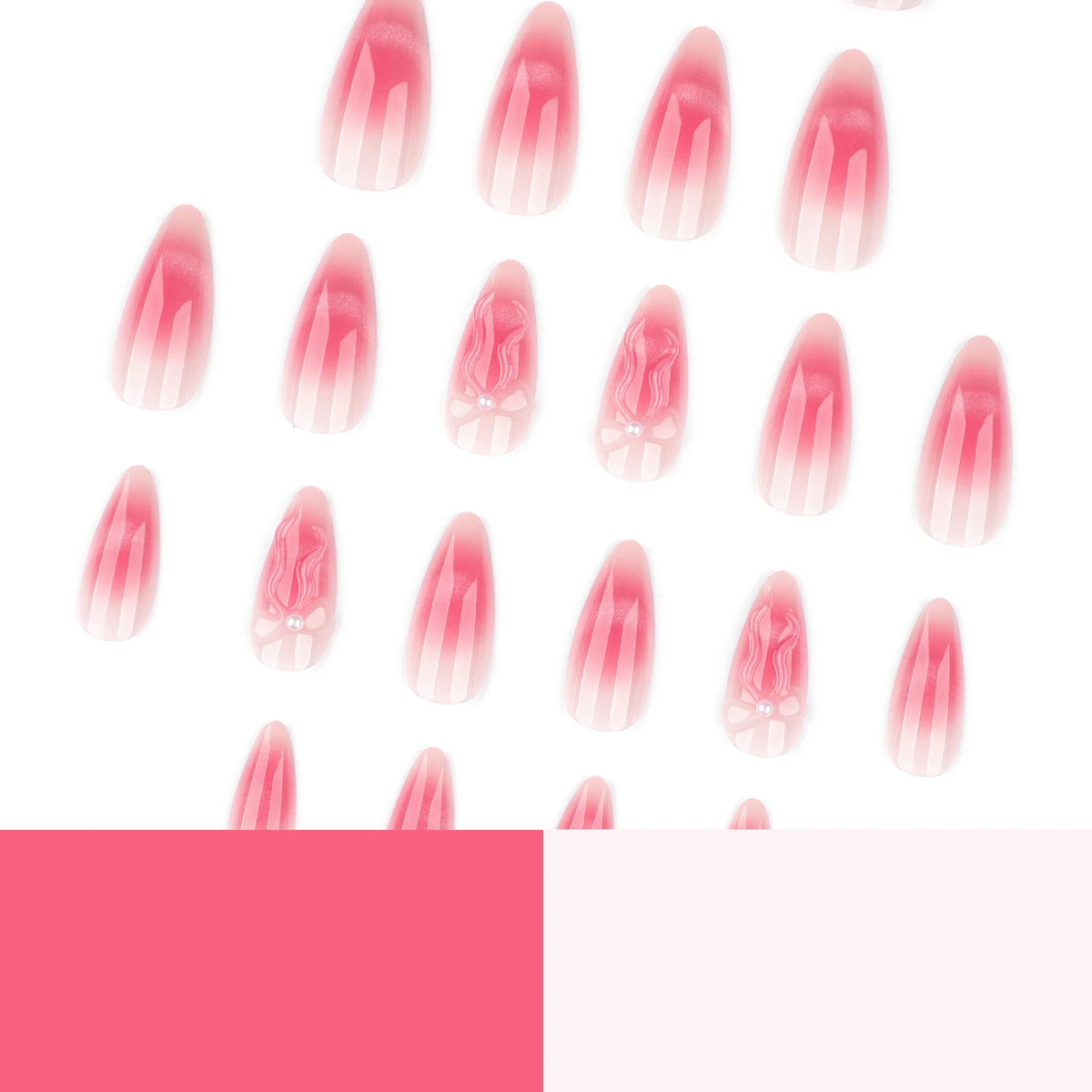 Press-On Nails Stiletto French Tip & Floral Reusable