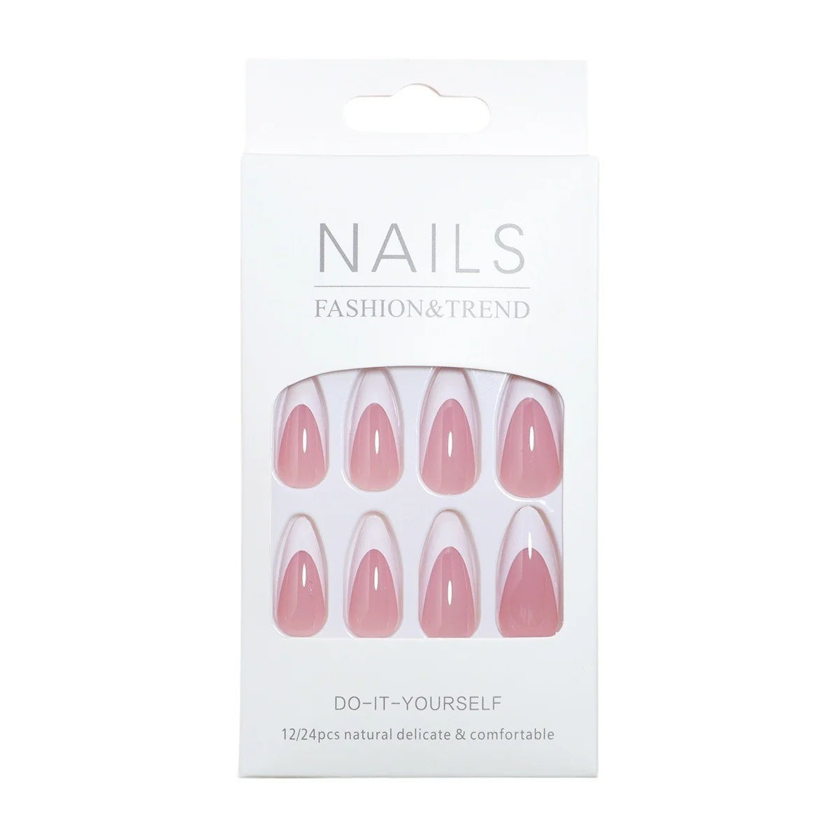 Press-On Nails Stiletto French Tip Self-Adhesive 24-Piece