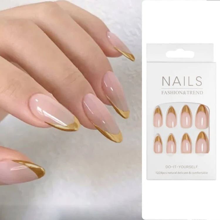 Press-On Nails Stiletto French Tip Self-Adhesive 24-Piece