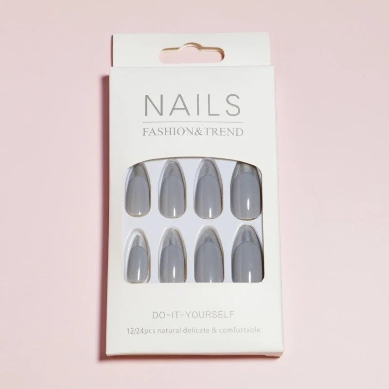 Press-On Nails Stiletto French Tip Self-Adhesive 24-Piece
