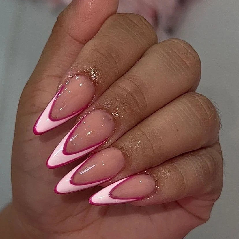Press-On Nails Stiletto French Tip Self-Adhesive 24-Piece