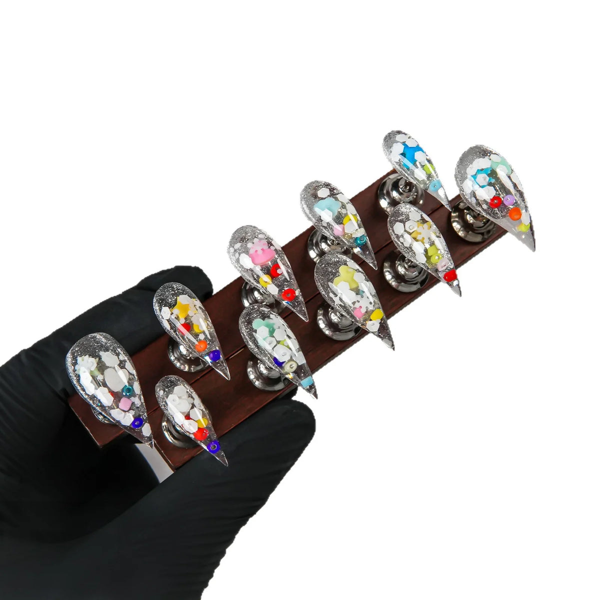 Press-On Nails Stiletto Glitter Chip-Resistant